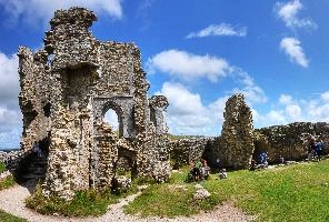 Corfe Castle, ruins on the Dorset coast of England, exterior, corfe, walls, southwest, stone, outdoors, wareham, kingdom, swanage, united, purbeck, little, ruins, historic, great, ancient, tourism, britain, coast, relic, europe, outdoor, england, dorset, castle